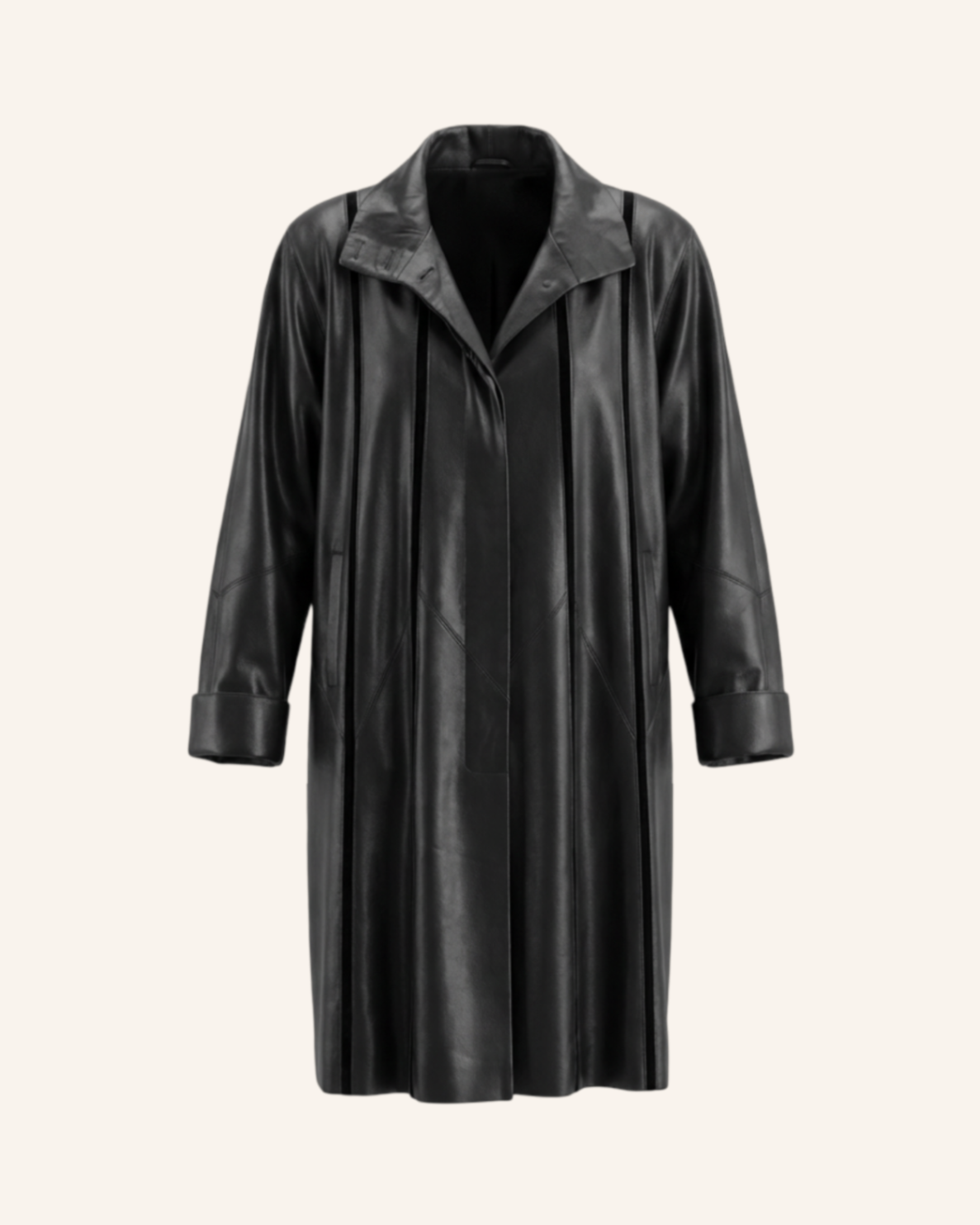 Nappa Ledermantel Schwarz XL