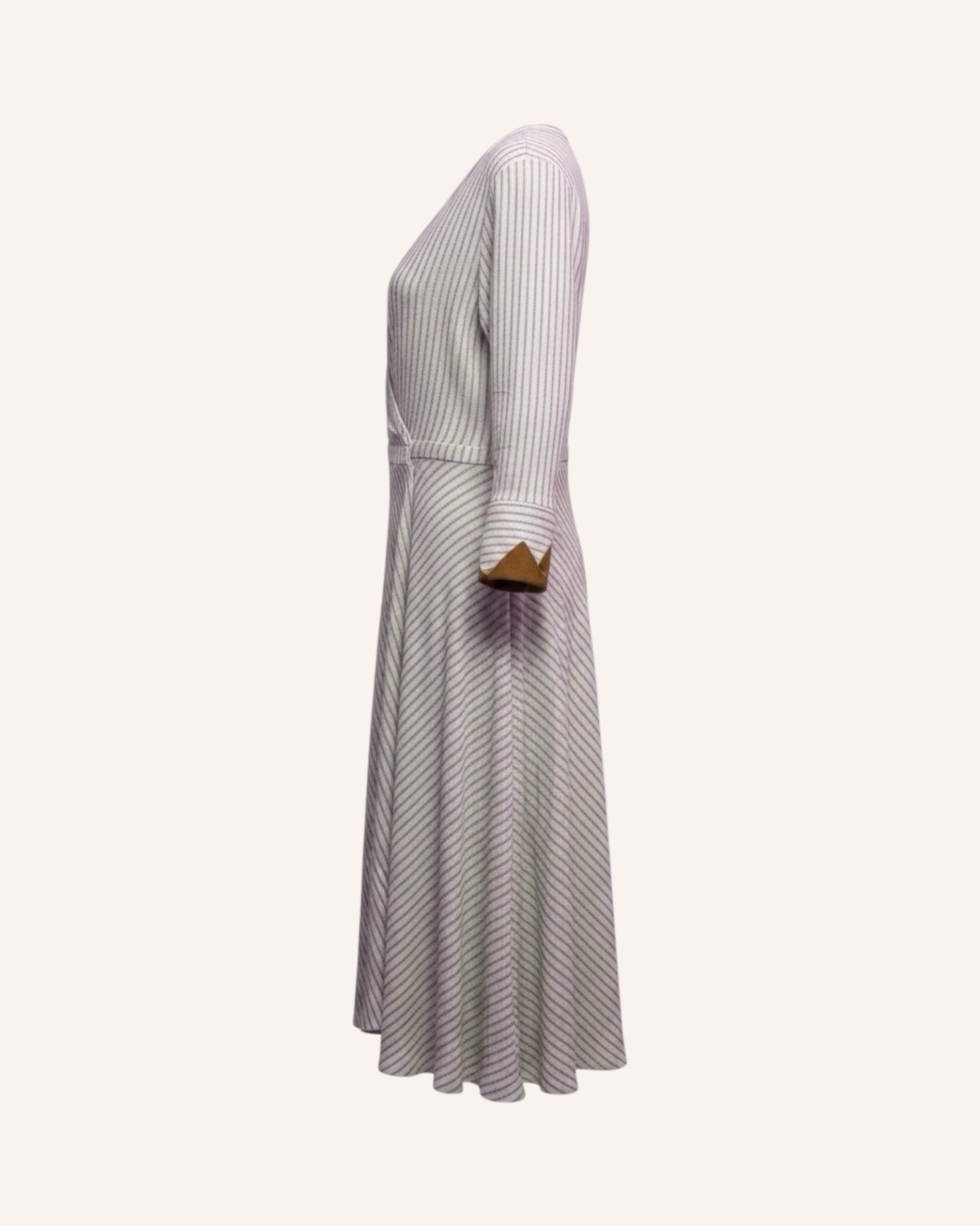 Leinenkleid Beige-Weiß Gestreift S