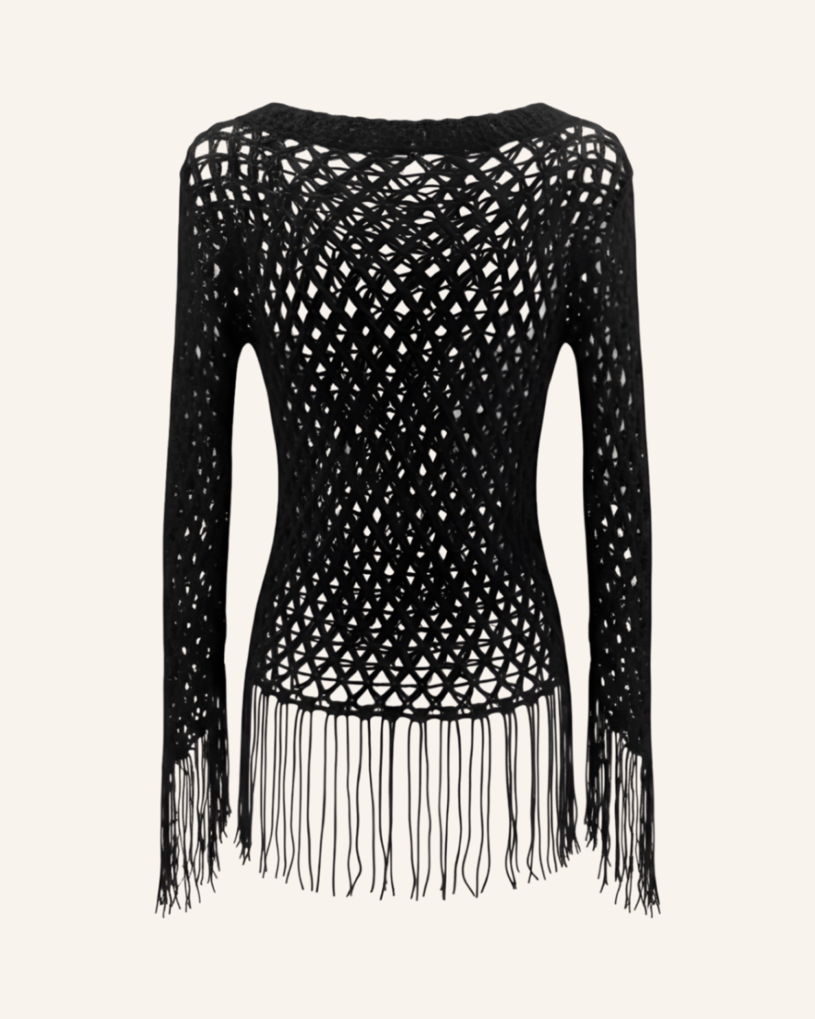 Häkelpullover Schwarz S