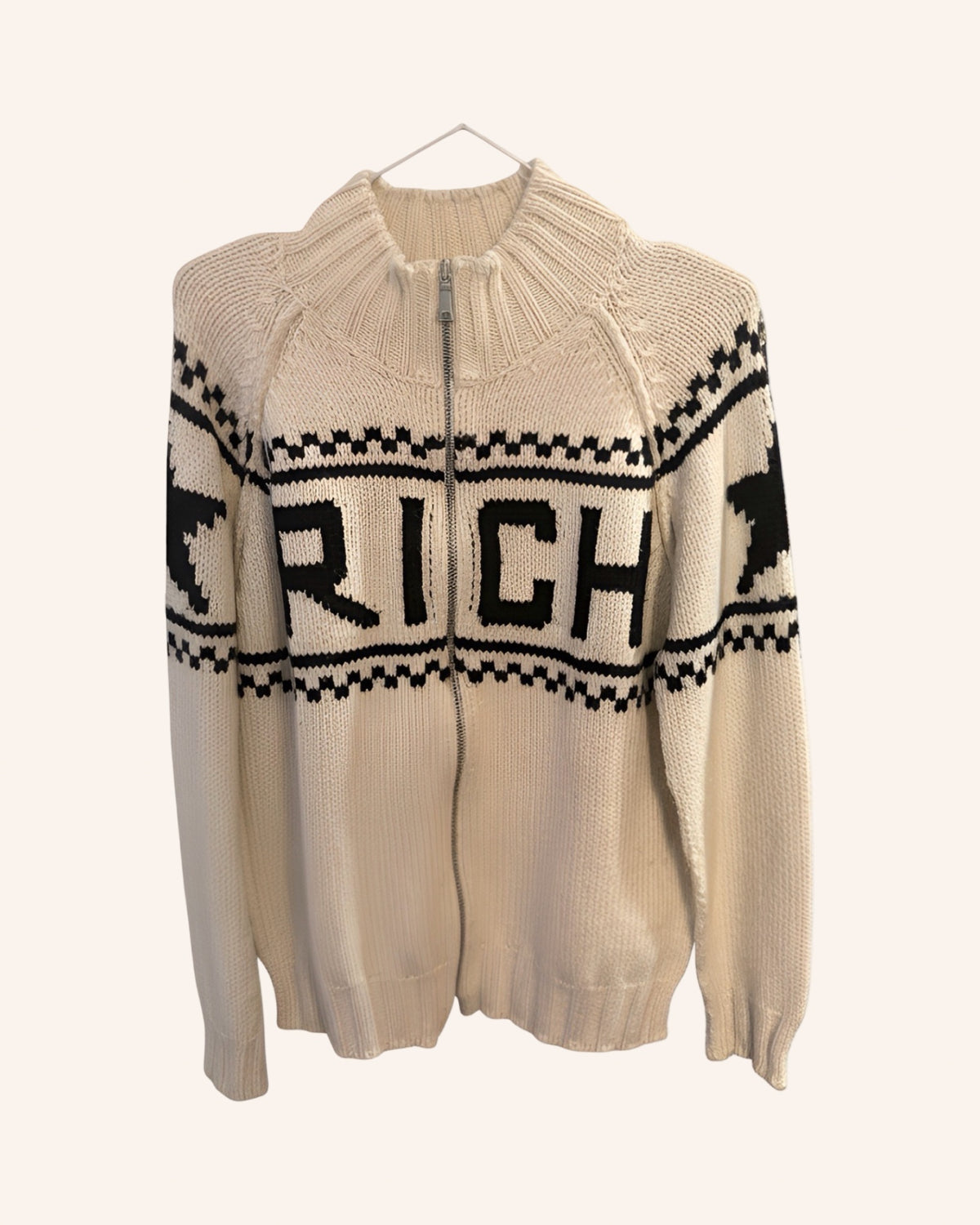 Strickcardigan Offwhite-Schwarz L
