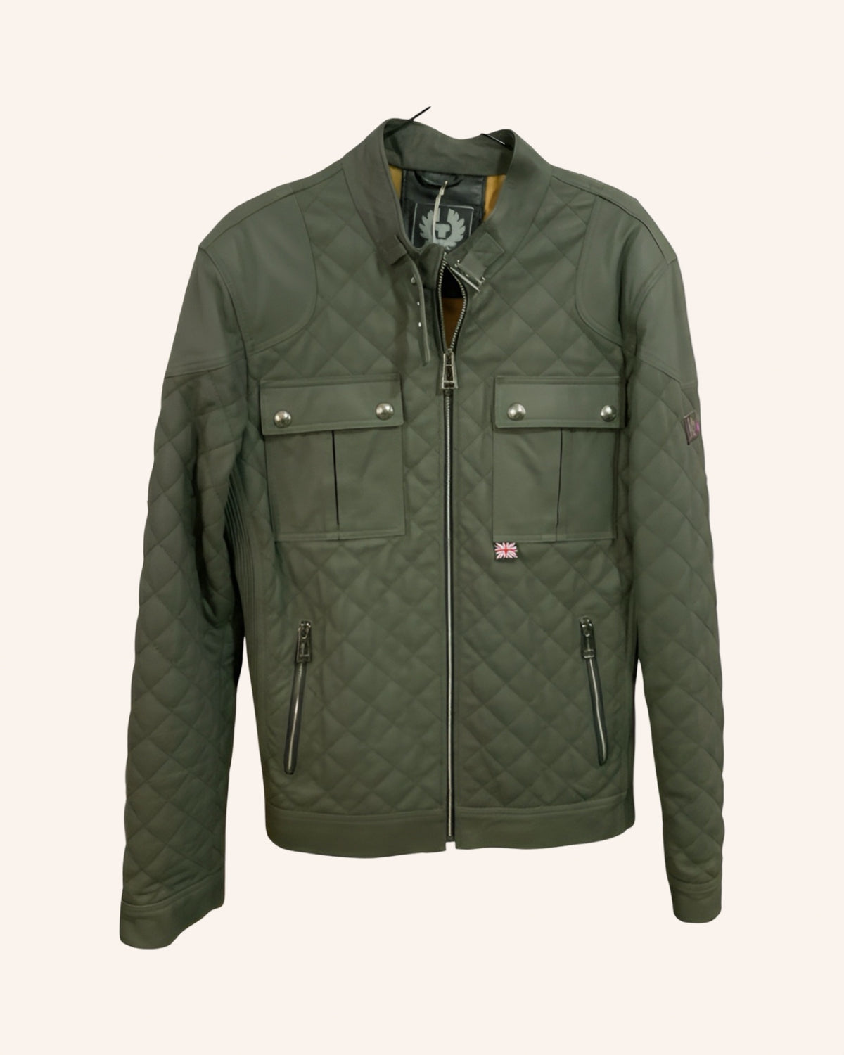 Lederjacke Khaki L
