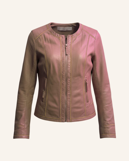 Lederjacke Taupe M