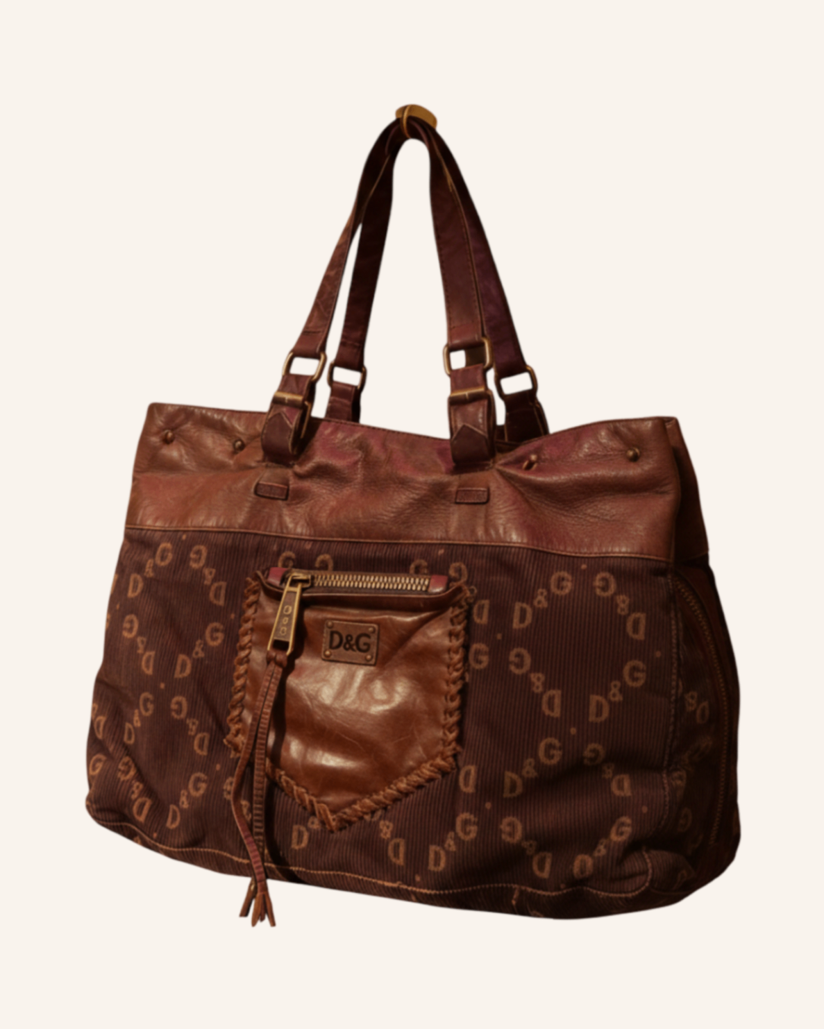 Vintage Cord Shopper Bag Bordeauxbraun
