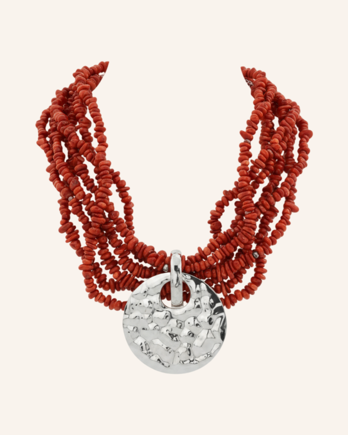 Statement-Kette Rot-Silber