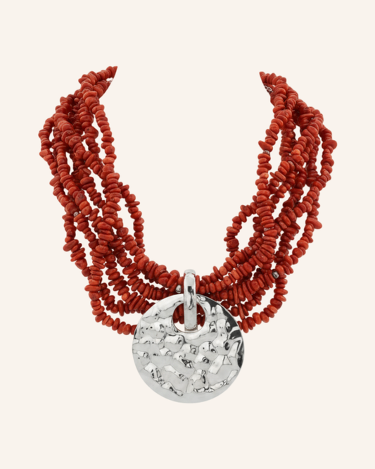 Statement-Kette Rot-Silber