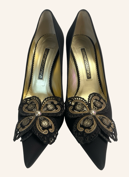 Schmuck-Pumps Schwarz-Gold 40