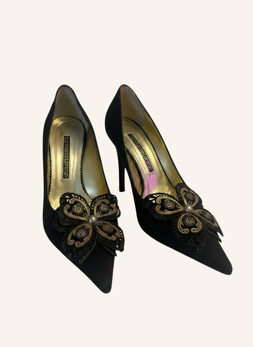 Schmuck-Pumps Schwarz-Gold 40