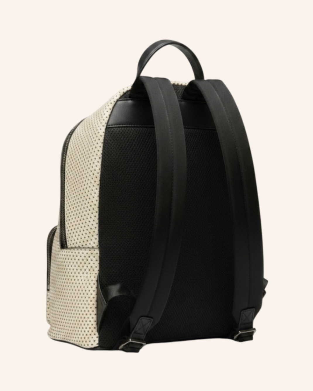 Rucksack Offwhite-Schwarz Perforiertes Leder