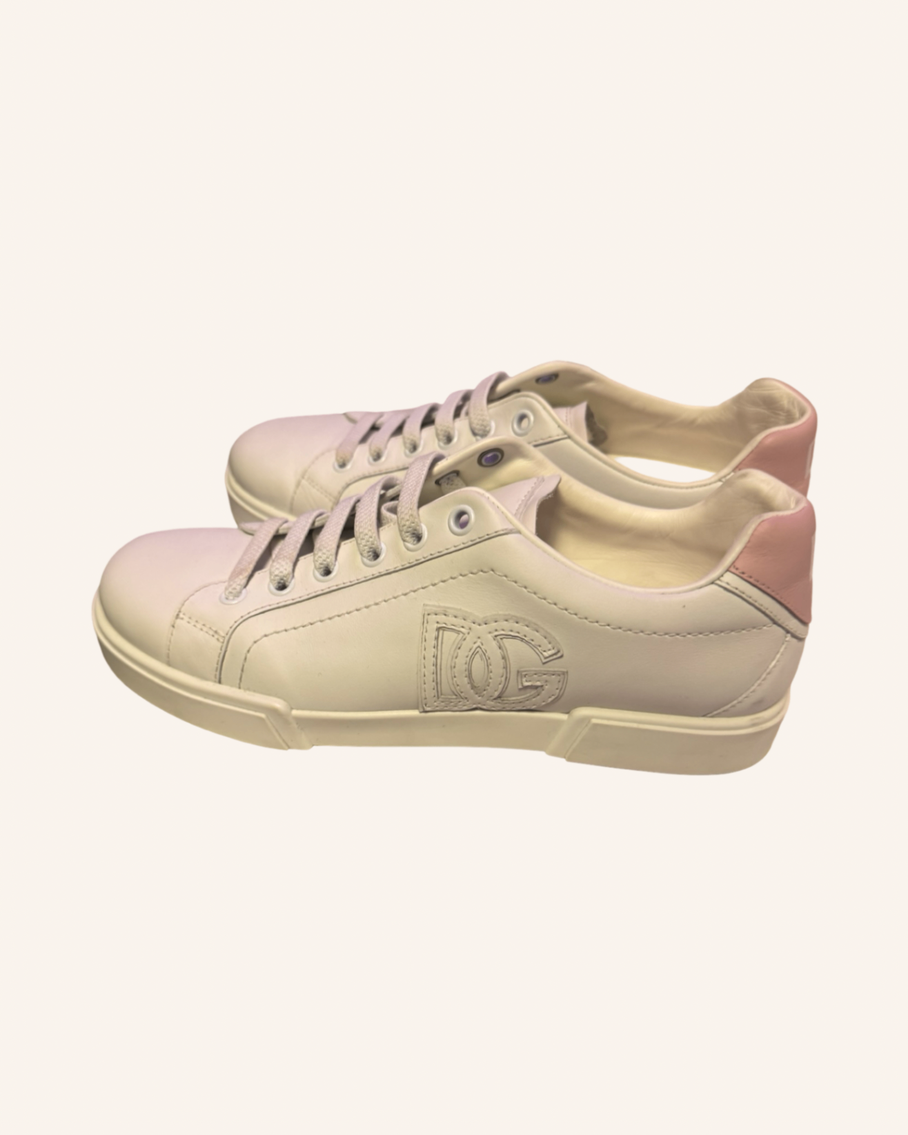 Leder-Sneaker Weiß-Rosa Gr. 38