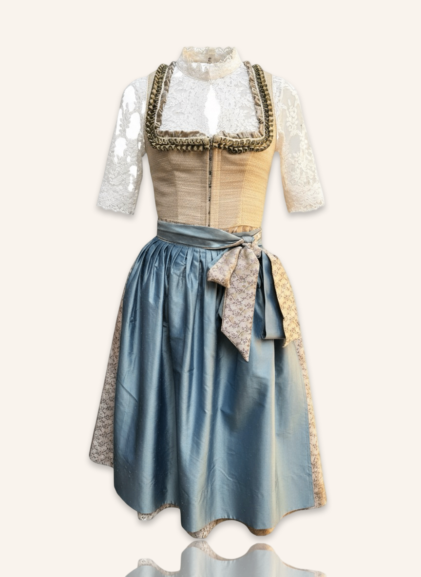 Haute Couture Dirndl Gold-Creme XS