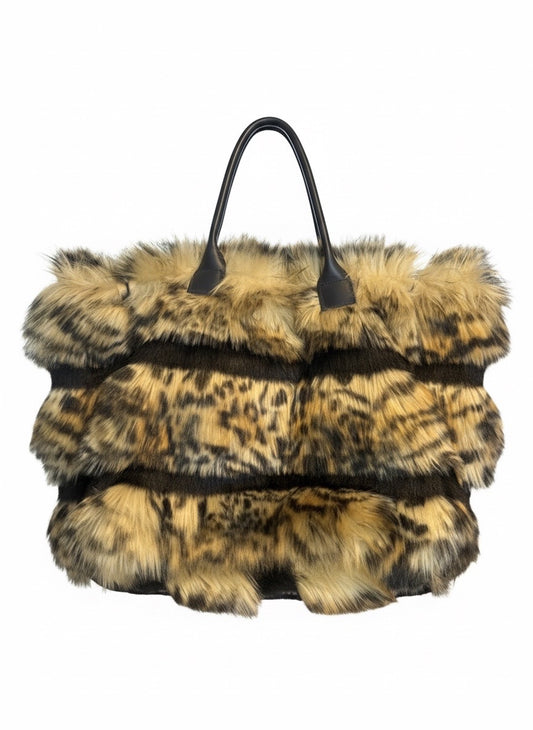 Kunstfell Shopper Gelb-Schwarz