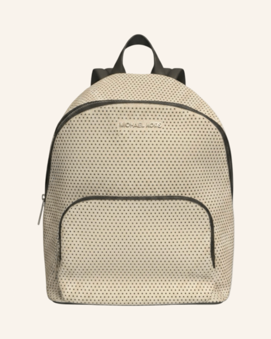 Rucksack Offwhite-Schwarz Perforiertes Leder