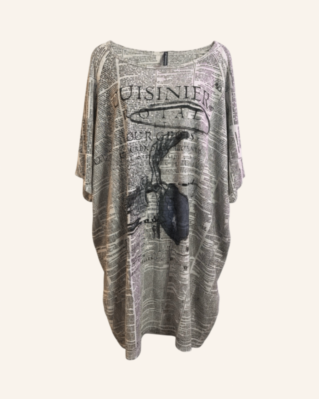 Printkleid Creme-Schwarz S