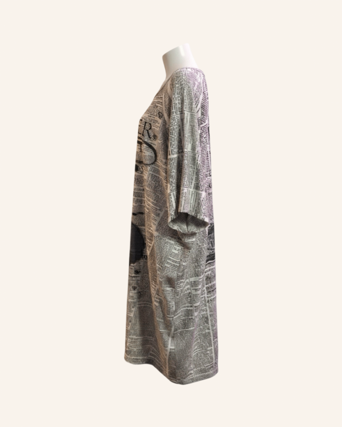 Printkleid Creme-Schwarz S