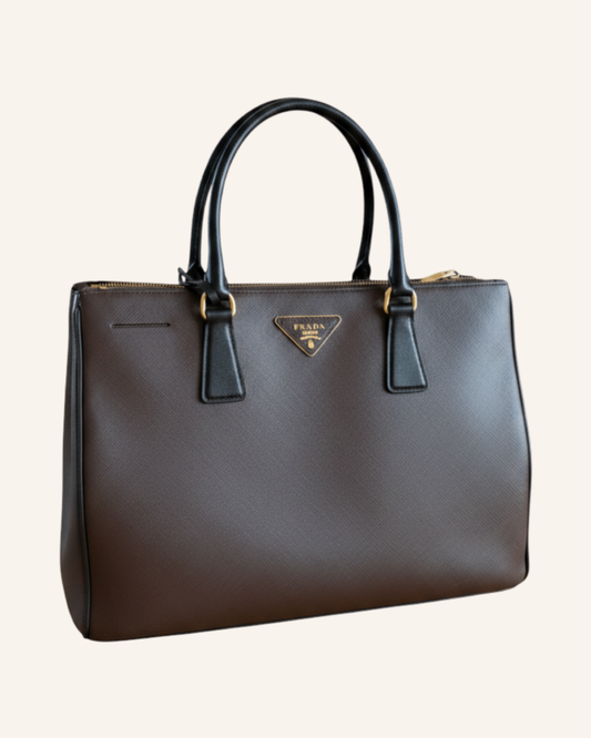 Galleria Tote Espresso-Schwarz – Saffiano Leder