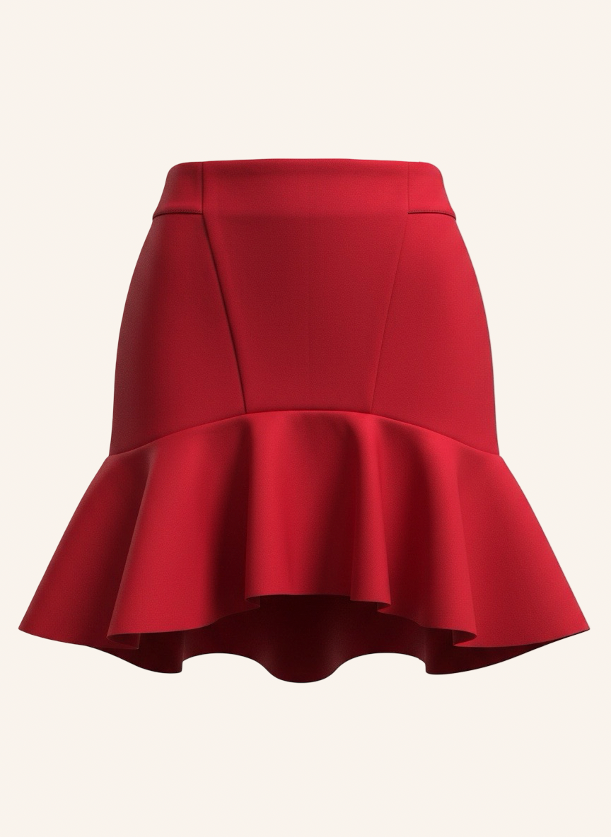 Sculpted Peplum Mini Skirt Rot S