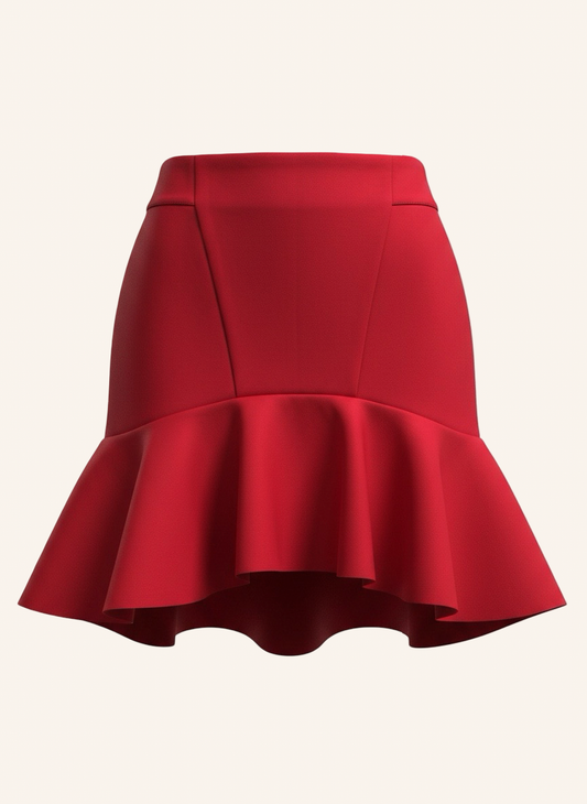 Sculpted Peplum Mini Skirt Rot S
