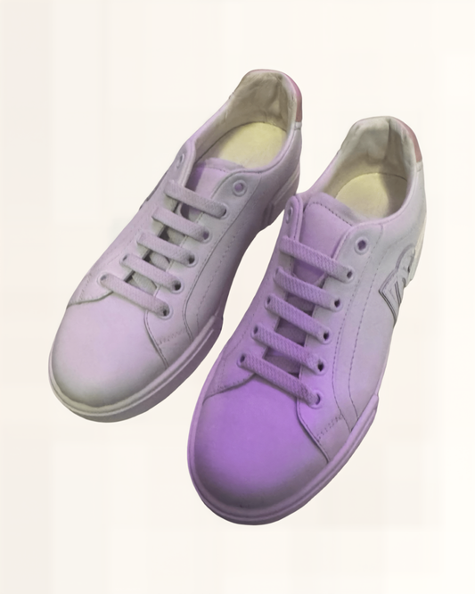 Leder-Sneaker Weiß-Rosa Gr. 38