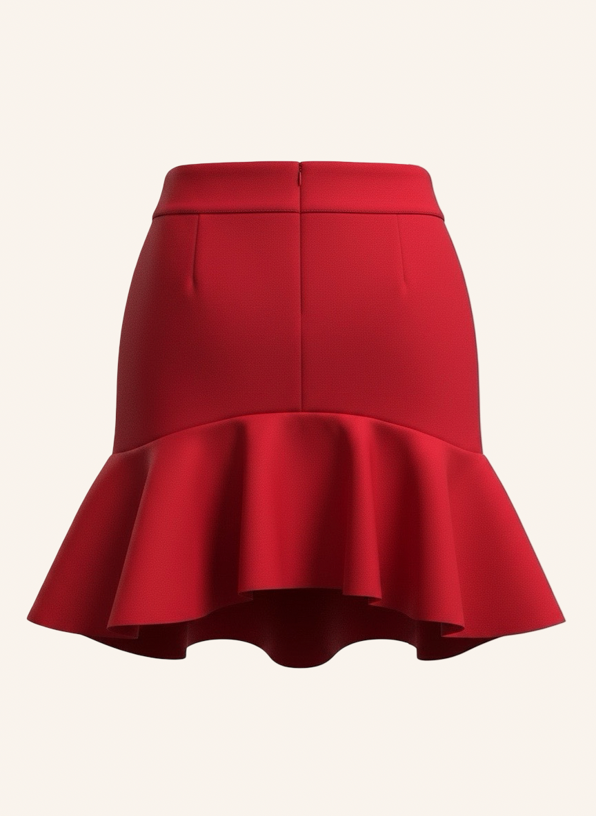 Sculpted Peplum Mini Skirt Rot S