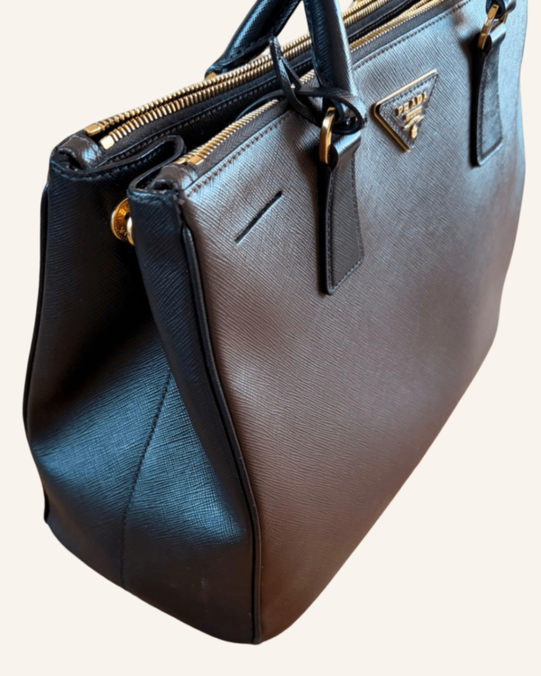 Galleria Tote Espresso-Schwarz – Saffiano Leder