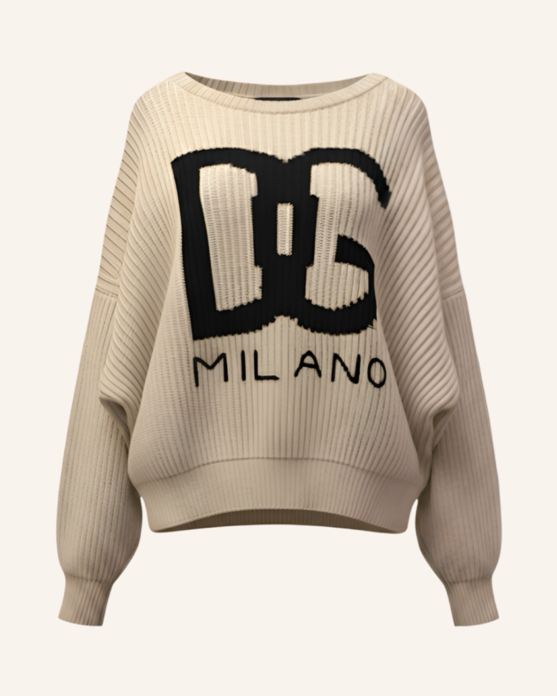 Milano Knit Pullover Creme-Schwarz XXL