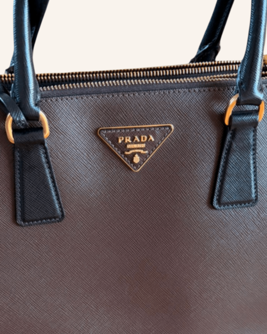 Galleria Tote Espresso-Schwarz – Saffiano Leder