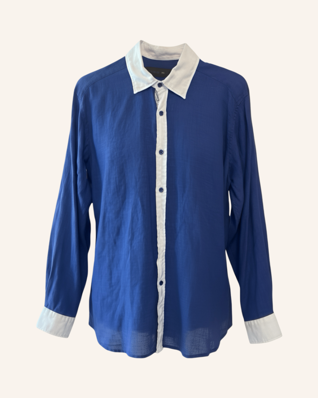 Herrenhemd Royalblau-Weiß M