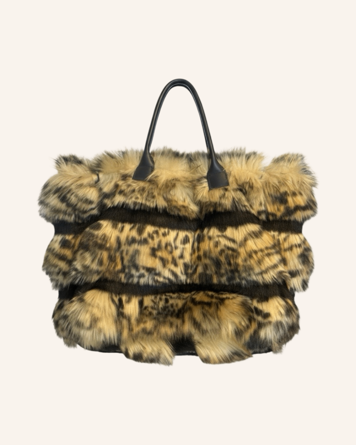 Kunstfell Shopper Gelb-Schwarz