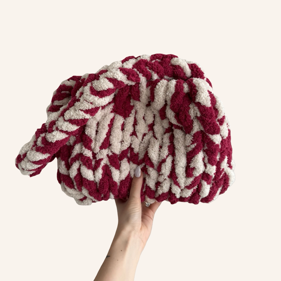 Chunky Knit Bag Rot-Creme L