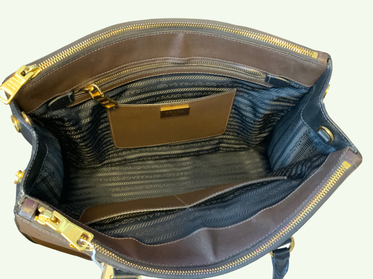 Galleria Tote Espresso-Schwarz – Saffiano Leder