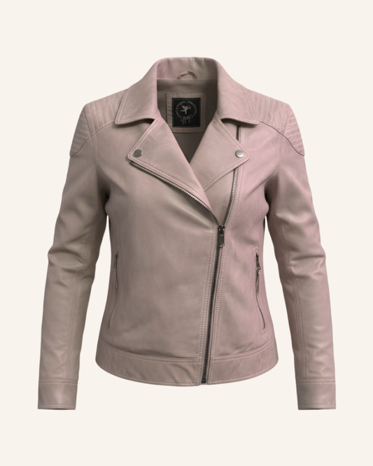 Biker-Lederjacke Taupe L
