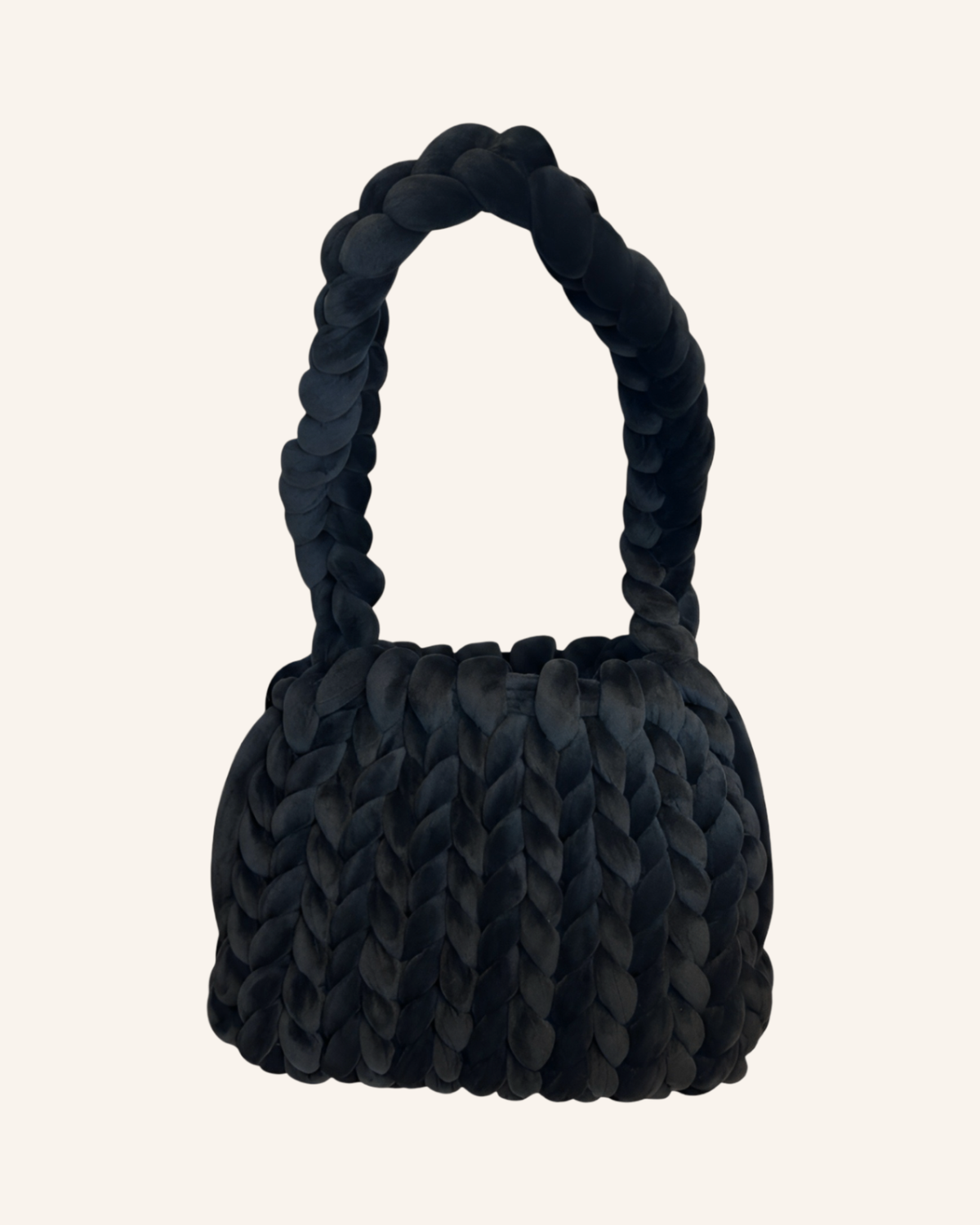 Chunky Knit Bag Schwarz M-L