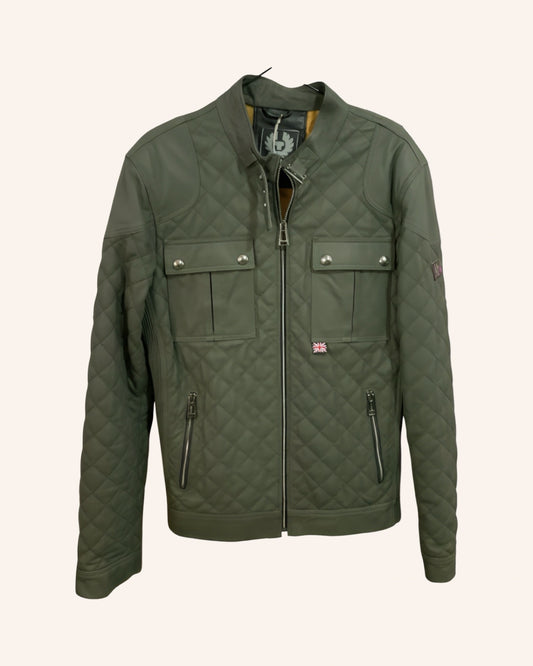 Lederjacke Khaki L