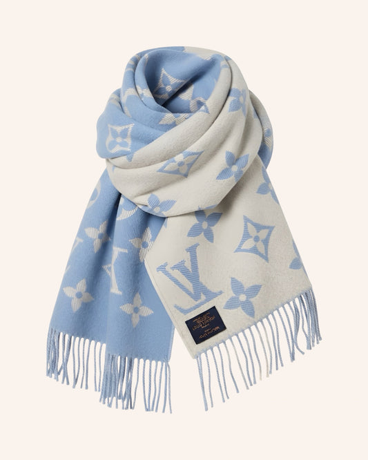 Monogram Wollschal Blau